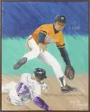 of a baseball scene by Nicholas Rosal, oil on canvas, offered Mar 2016