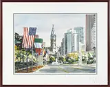 of a Philadelphia street scene by Raimond Del Noce, watercolor, offered Mar 2016