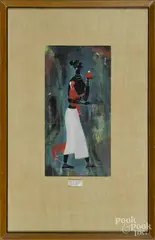 of a mother and child by Rasik Raval, gouache, offered Mar 2016