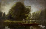 river landscape with figures by John Lochhead, oil on canvas, offered Mar 2016