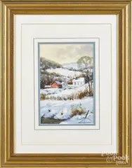 winter landscape by Keith Hoffman, watercolor, offered Mar 2016