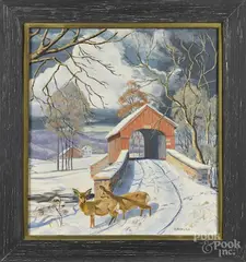 winter landscape by George Booz, oil on canvas, offered Jan 2016