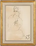 Seated Woman by René Bouché, Charcoal, sold Feb 2026