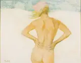 Nude Woman by Thorton Utz, Oil on Board, sold Oct 2025