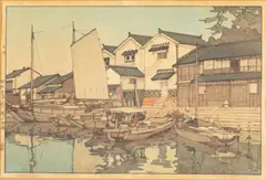 Kura in Tomonowa by Hiroshi Yoshida, Woodblock, sold Jun 2023