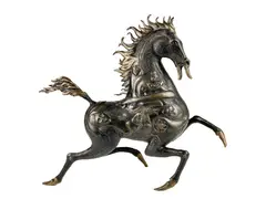 Untitled by Tiefeng Jiang, Cast Bronze Black Horse Sculpture, sold May 2026