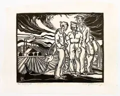 Untitled by Emil Kosa Jr., Linocut on Paper, sold Dec 2025