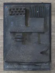 Untitled by Margot Kempe, Terracotta abstract sculptural wall pocket, sold Apr 2023