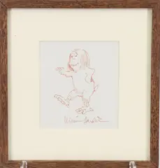 KW by Maurice Sendak, Pen and ink drawing of Where the Wild Things Are monster "KW", sold Jun 2023