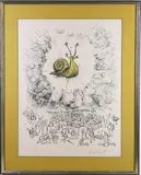 Hail Hail to thee Great Golden Snail by Ronald William Fordham Searle, Colored lithograph on Arches paper, sold Feb 2021
