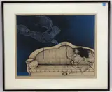 Der Blaue Engel by Paul Wunderlich, Hand colored lithograph, sold Oct 2021