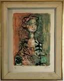 Femme Evantail by Paul Augustin Aizpiri, Color lithograph, sold Feb 2022