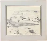 Coast of Brittany by Étienne Ret, Pen and ink, sold Feb 2023