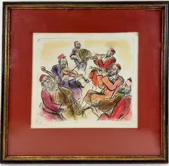 Sextet by Ira Moskowitz, Hand colored etching, sold Feb 2025