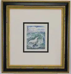 Le Singe et Le Dauphin. by Hermine David, Color lithograph, sold Aug 2026