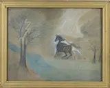 Joe Pickett, N. Hope by Joseph Pickett, Chalk and crayon sketch of a galloping horse, sold Aug 2026