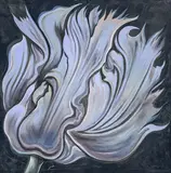 Nocturnal Parrot Tulip by Lowell Nesbitt, 1981, oil on canvas (unstretched), sold Jan 2023