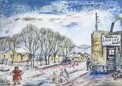 Hot Springs, NM by David Burliuk, 1942, watercolor on paper, sold Jan 2023