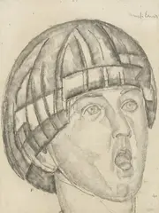 Untitled (Portrait) by Marcel-Lenoir, charcoal on paper, sold Jan 2023