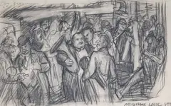 Musicians Local by Don Freeman, graphite on paper, sold Jan 2023