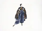 11 Jesper Nyeboe Illustrations for Geoffrey Beene by Jesper Nyeboe, c. 1985, mixed media (watercolor, pastel, pencil) on card stock paper, sold Feb 2023