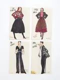 60 Jesper Nyeboe Illustrations for Geoffrey Beene by Jesper Nyeboe, 1989, mixed media (marker, color pencil on index card), sold Feb 2023