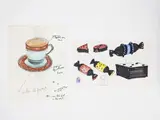 33 Geoffrey Beene Drawings by Geoffrey Beene, c. 1985, marker, ink, pencil on paper, sold Feb 2023