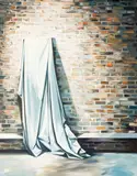 Tall Draped Sheet by Lowell Nesbitt, 1979, oil on canvas (unstretched), sold Feb 2023