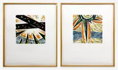 El Rito VIII / El Rito III (2 Works) by Gregory Amenoff, 1990, monotype, sold Feb 2023