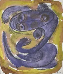 Athlete by Thornton Dial, Sr., watercolor on paper, sold Feb 2023