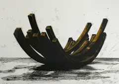 97.5 Degree Arc x 14 (#5) by Bernar Venet, 2004, serigraph in colors, sold Feb 2023