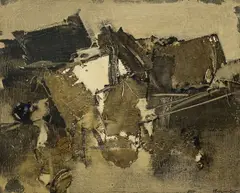 Hálikas No. 2 by Yannis Spyropoulos, 1961, oil and collage on canvas, sold Feb 2023