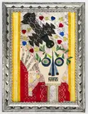 Untitled (Skull and Bird) by Rodolfo Morales, mixed media collage (paper and fabric), sold Feb 2023