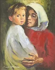 Untitled (Mother and Child) by Sandu Liberman, oil on canvas, sold Mar 2023
