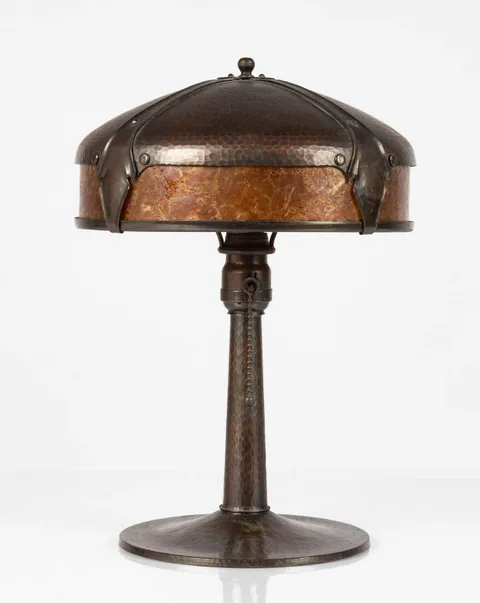 Desk Lamp, C-902 by Roycroft, Hammered copper and mica, sold Sep 2026