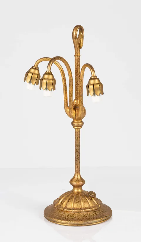 Three-Light Lily Lamp by Tiffany Studios, 2000, Gilt bronze, sold Sep 2026