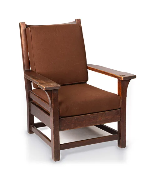 An Oak Cushion-Seat Armchair by Gustav Stickley, sold Sep 2026