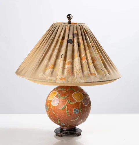 Spherical Floral Art Pottery Lamp by Roseville, sold Sep 2026