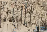 La Jardin des Tuileries by Dany Lartigue, 1965, Encre, lavis d’encre et gouache, sold Oct 2022