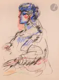 Femme assise by Georges Koskas, Pastel, sold Oct 2022