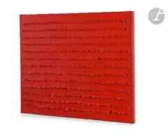 Sans titre by Bernard Aubertin, Toile-rouge-flamme, sold Oct 2022