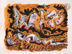Composition by André Masson, Lithographie sur japon, sold Oct 2022