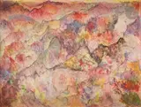 Paysage by Le Facteur Lonné, 1968, Encre, gouache et peinture argent, sold Oct 2022