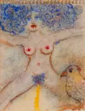 Elle pisse en courant by Jean-Claude Silbermann, 1986, Gouache, aquarelle et crayon gras, sold Oct 2022