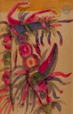 Animal fantastique by Germain Van der Steen, Aquarelle sur traits de crayon, sold Oct 2022