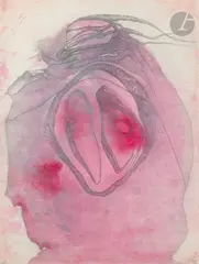 Désir de l’abîme by Fred Deux, 2002, Mine de plomb, aquarelle et crayon de couleur estompé, sold Oct 2022