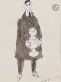 Sculpteur et son autoportrait by Jean-Jules Chasse-Pot, 2001, Encre et gouache sur papier déchiré, sold Oct 2022