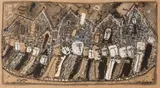 La Rue by Claude Verlinde, 1960, Encre et gouache blanche, sold Oct 2022