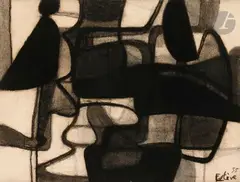 Composition by Maurice Estève, 1955, Fusain et crayon, sold Oct 2022