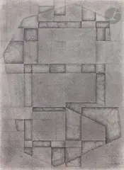 Verrière grise n°2 by Roger-François Thépot, 1962, Crayon et estompe, sold Oct 2022